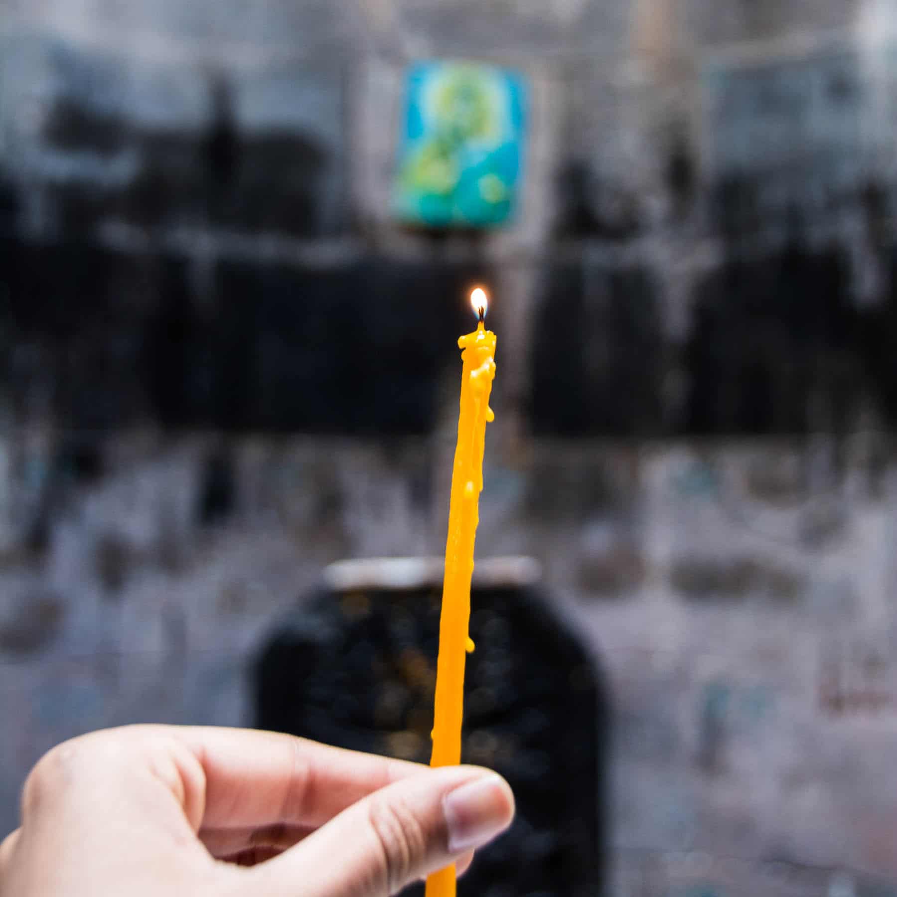 Candle in church Dilijan, Armenia