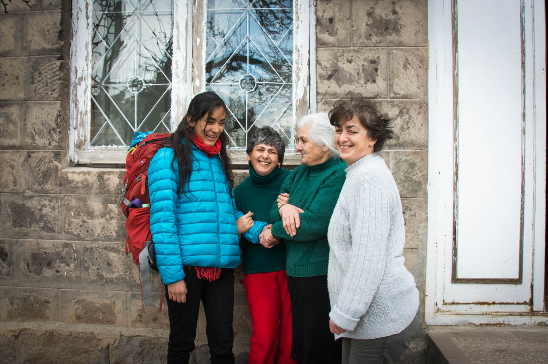 A friendly Armenian family in Gyumri, Armenia.