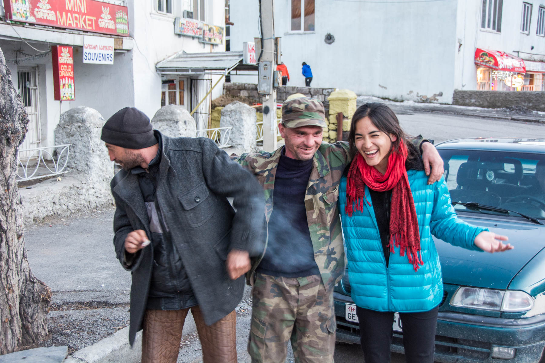 Hitchhikers in Kazbegi, Georgia