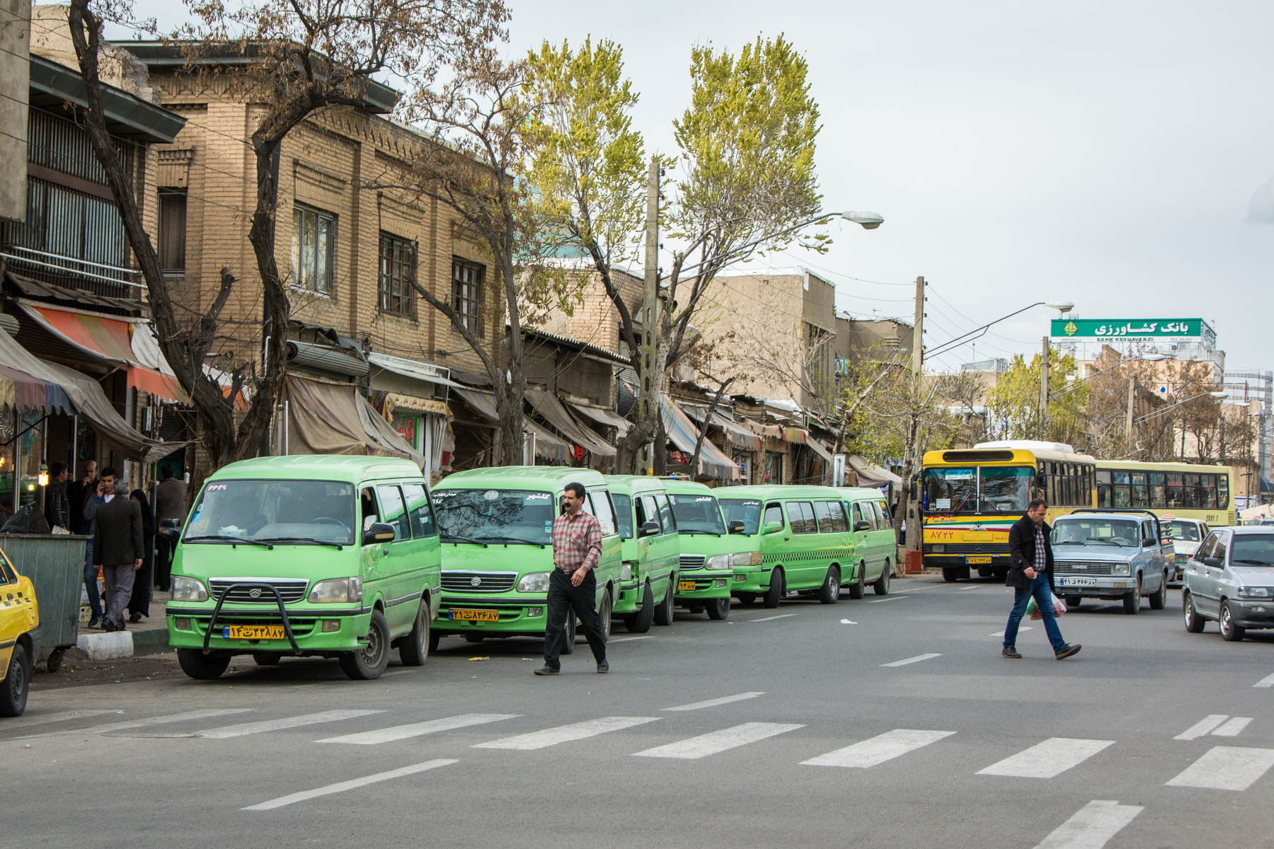 Shuttle taxis in Iran, in the city of Zanjan.