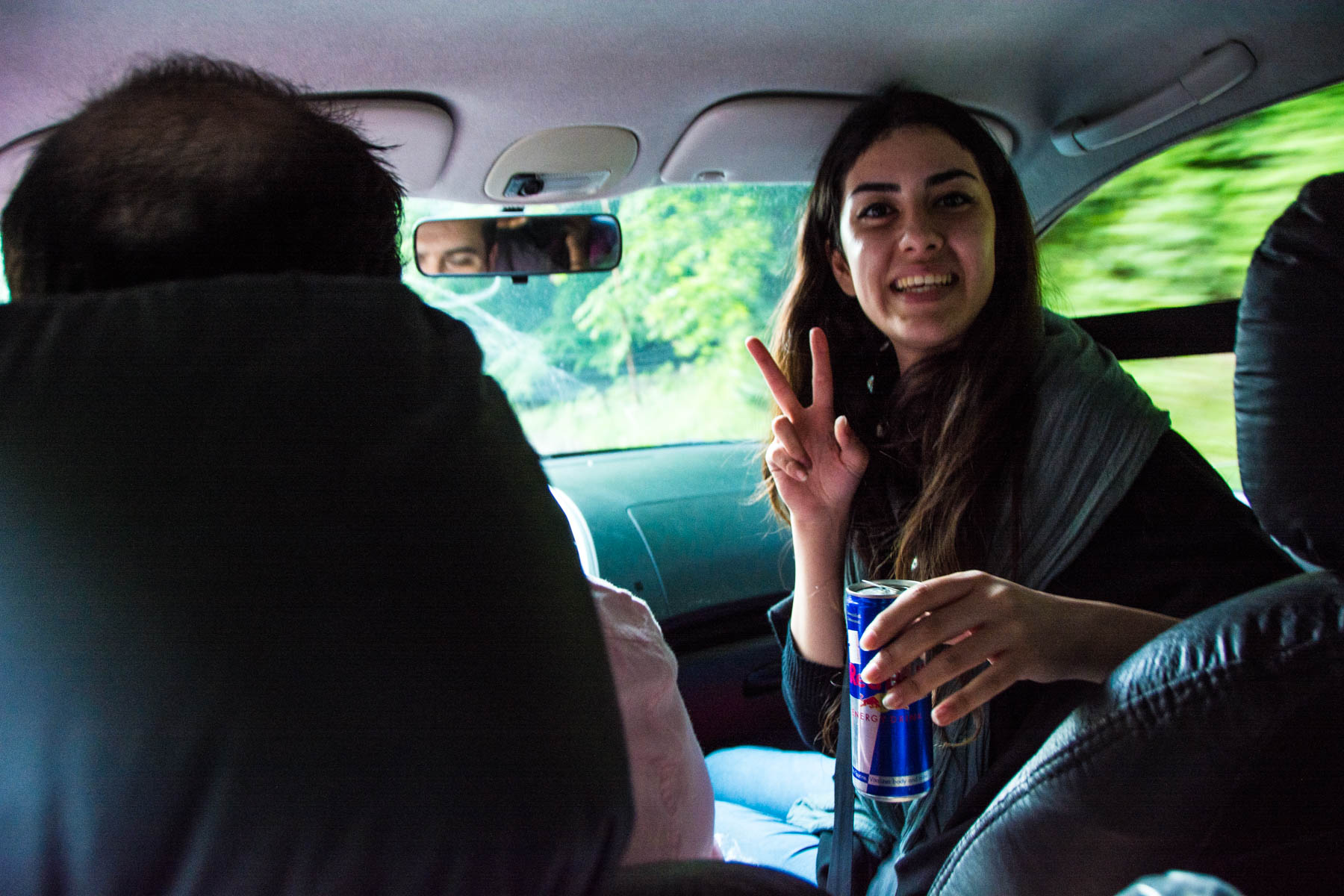 Tales of Iranian hospitality: crazy Masha, a Couchsurfing host, on the way back into the city center of Gorgan, Iran.