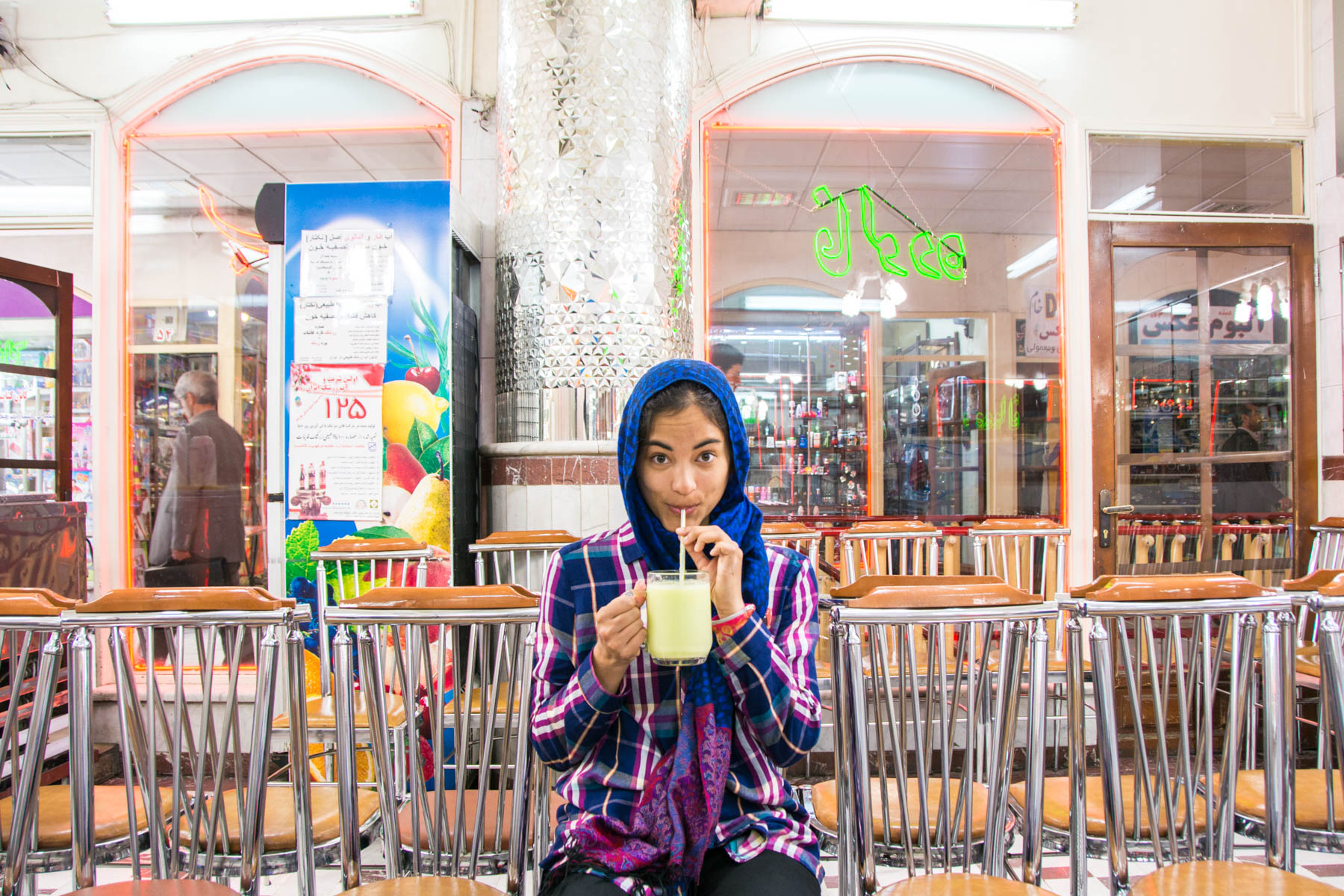 Sipping melon smoothies in Tabriz, Iran.