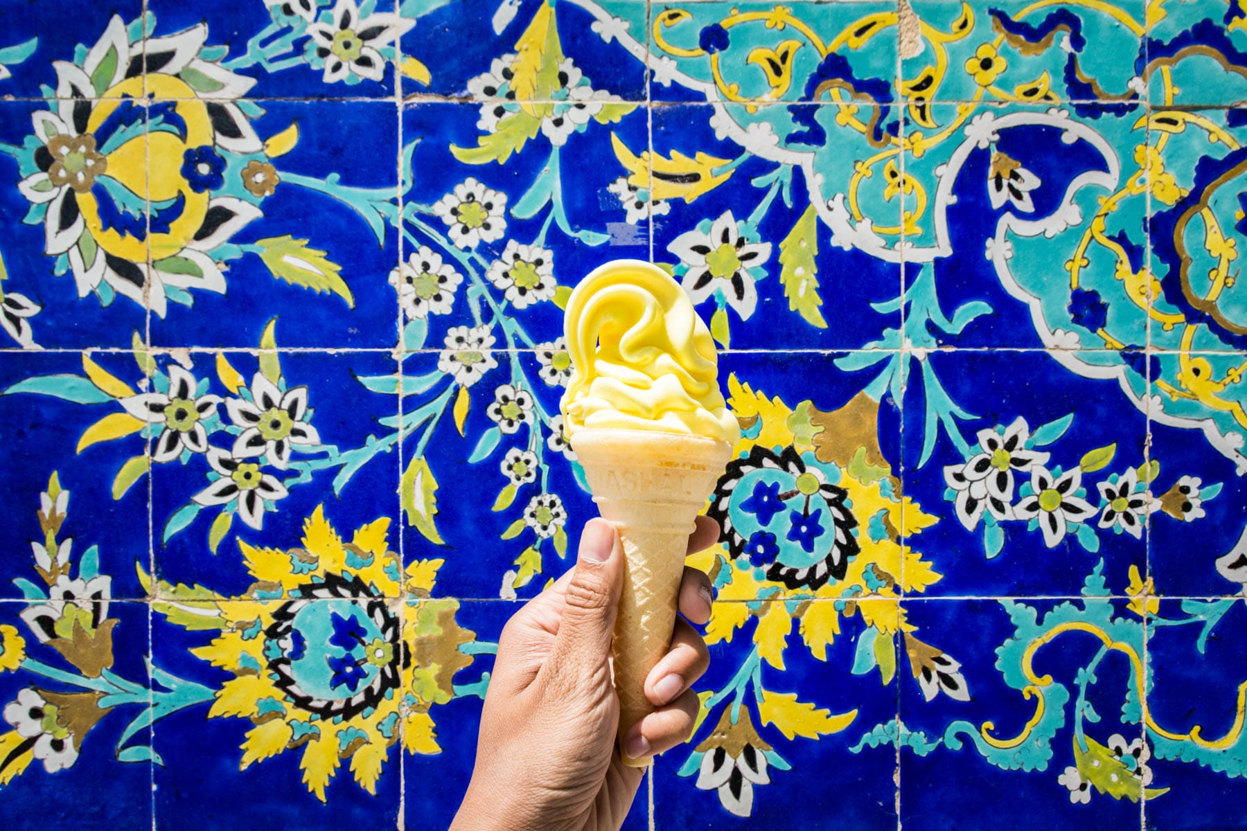 Saffron ice cream in Iran: the perfect solution to deathly heat.
