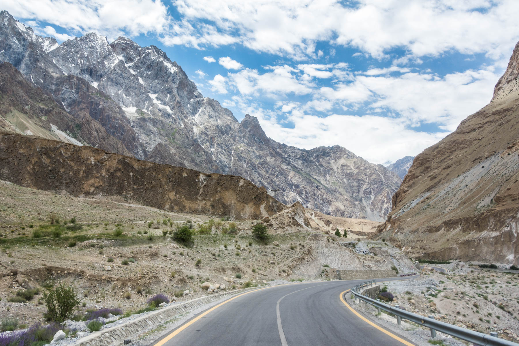 The Karakoram Highway of Pakistan heading to Sost