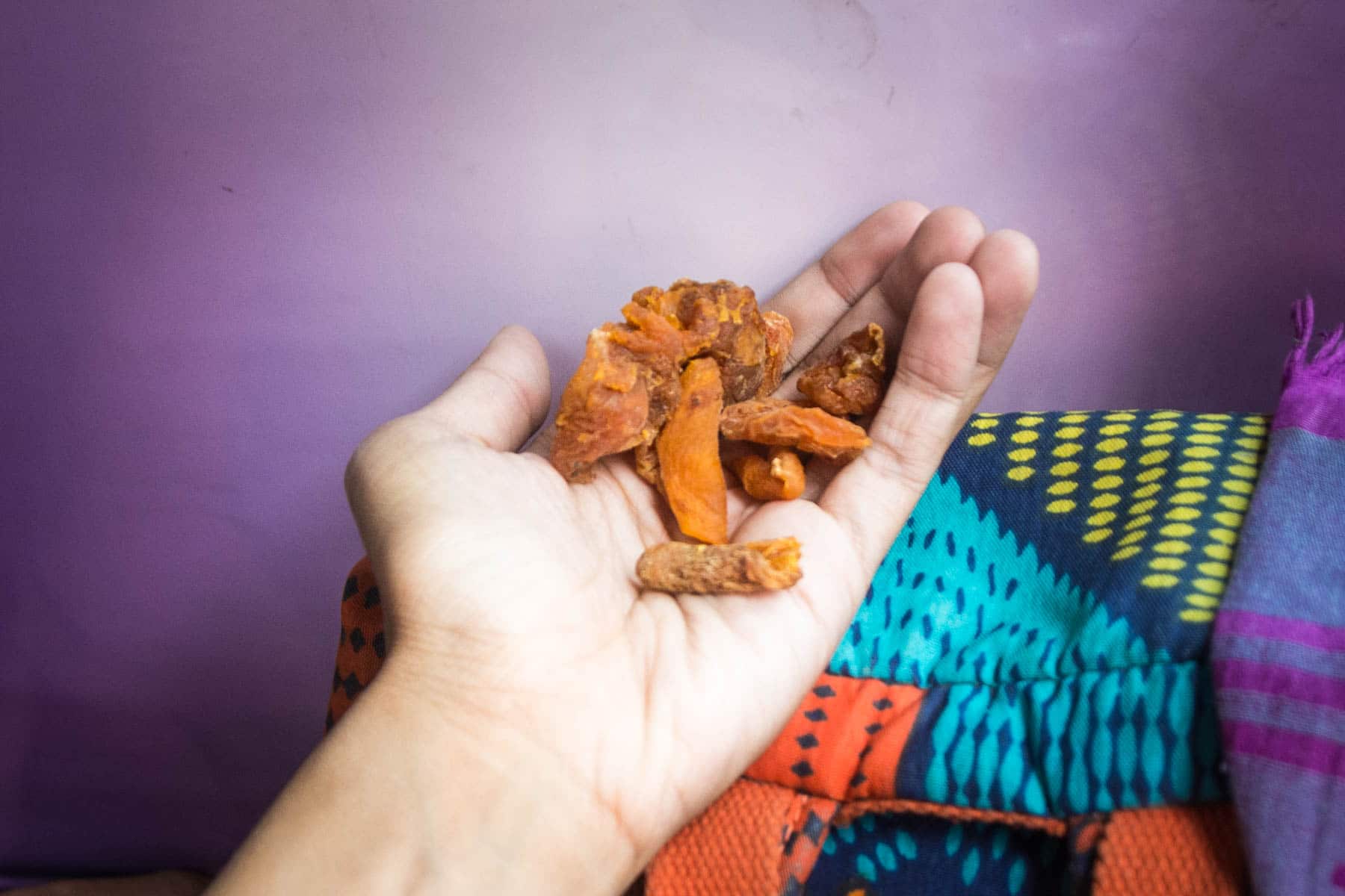 Dried apricots to help with altitude sickness during the Pakistan - China border crossing at Khunjerab Pass