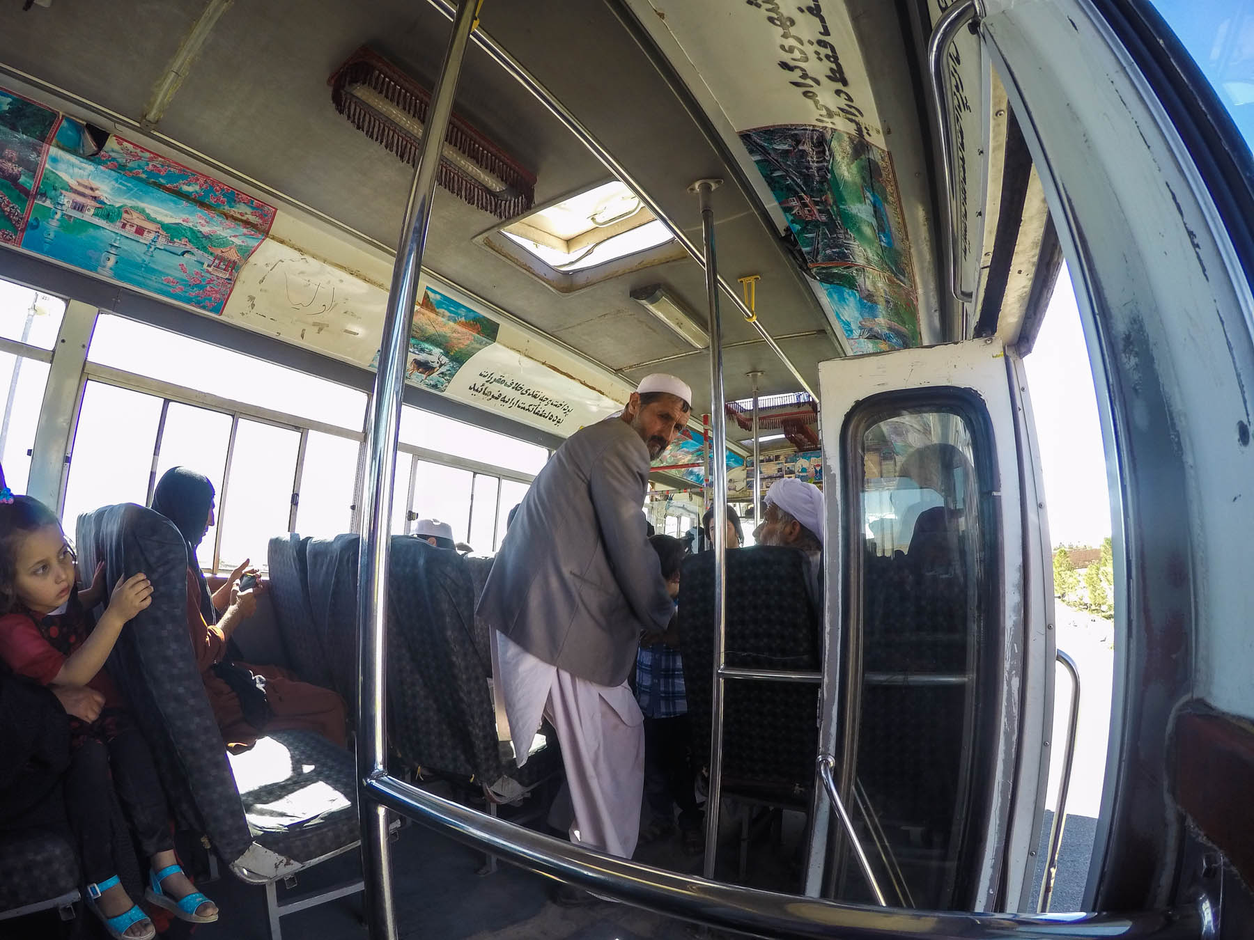 Man staning in a local bus in Herat, Afghanistan