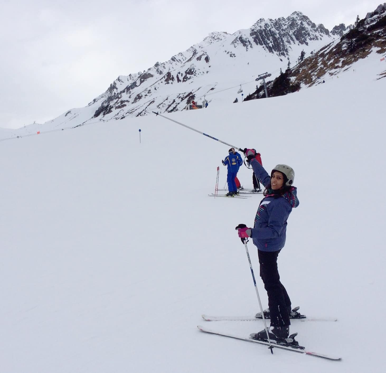 Interview with a female Pakistani travel blogger - Bee Travelista learning skiing in Austria - Lost With Purpose travel blog