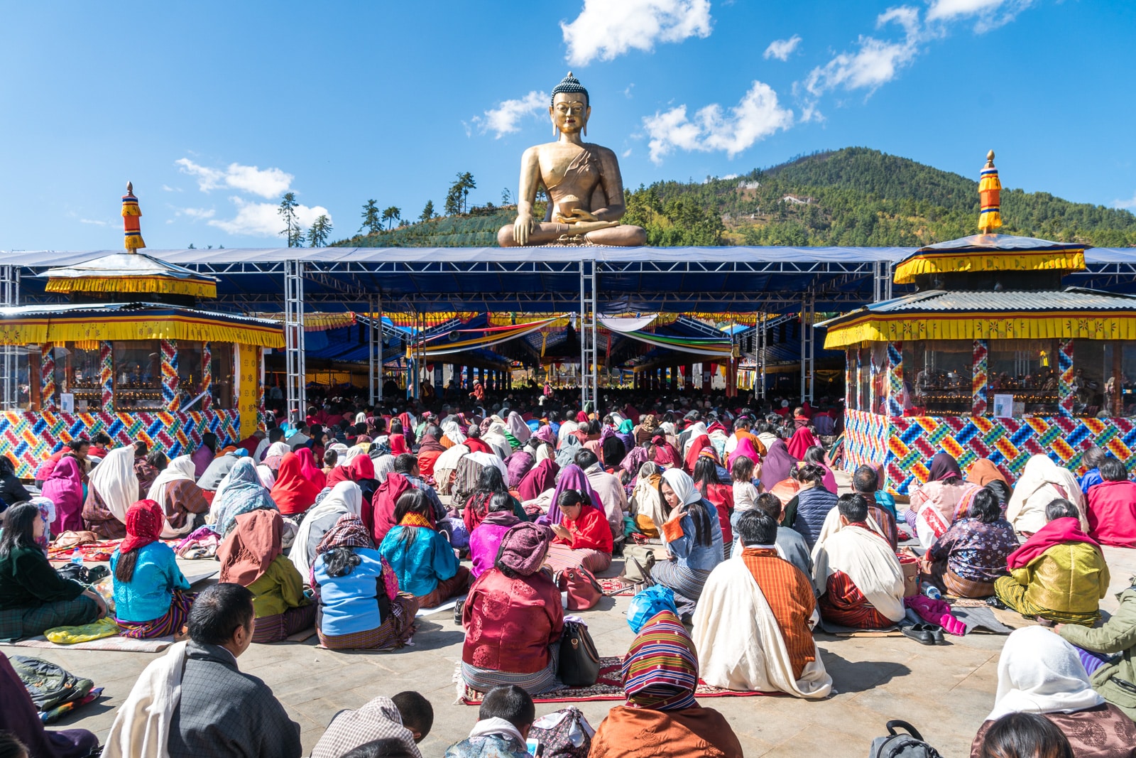 Locals gathering at Buddha Point in Thimphu