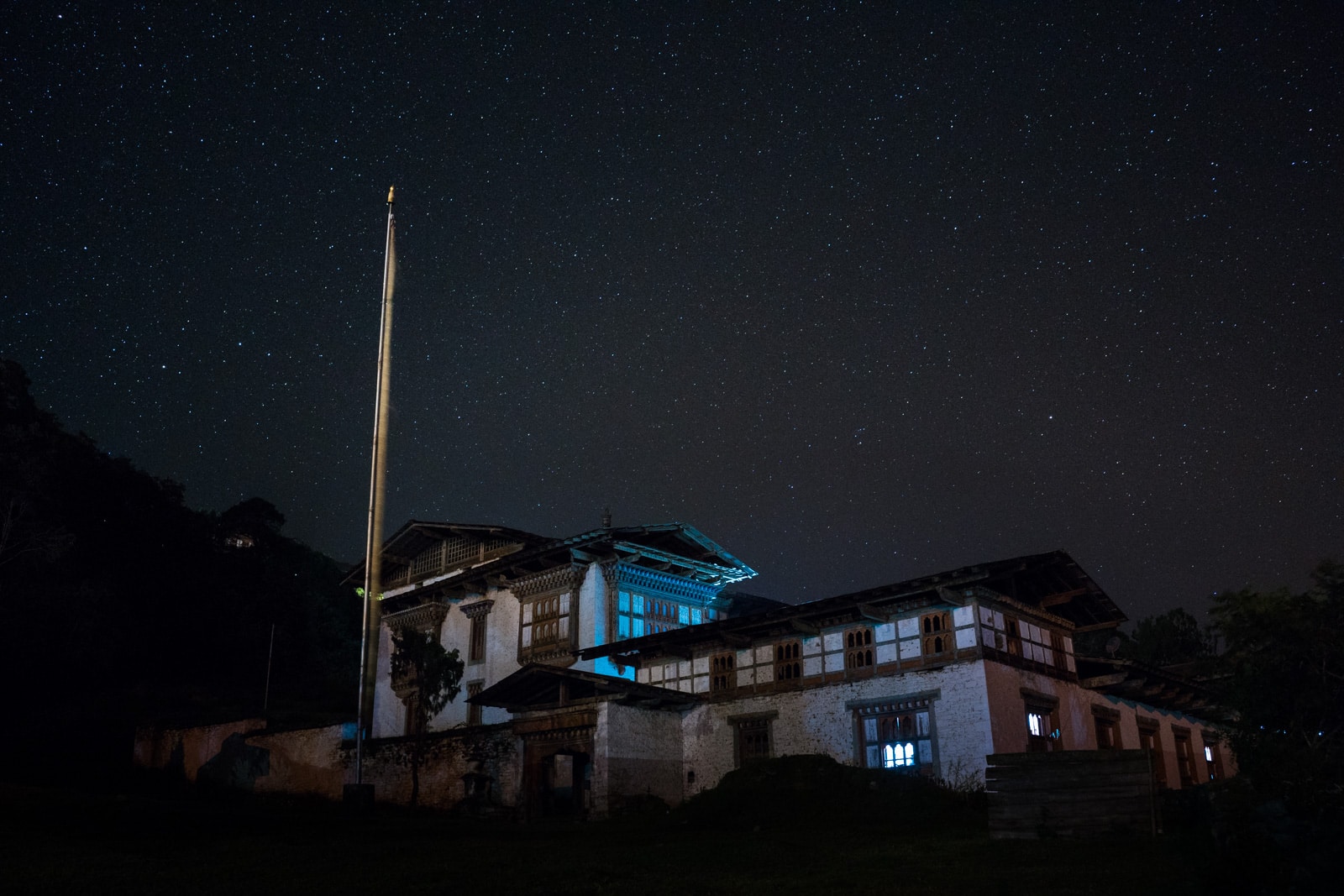 Best places to go off the beaten track in Bhutan - Stars over Kuengarabten palace - Lost With Purpose travel blog