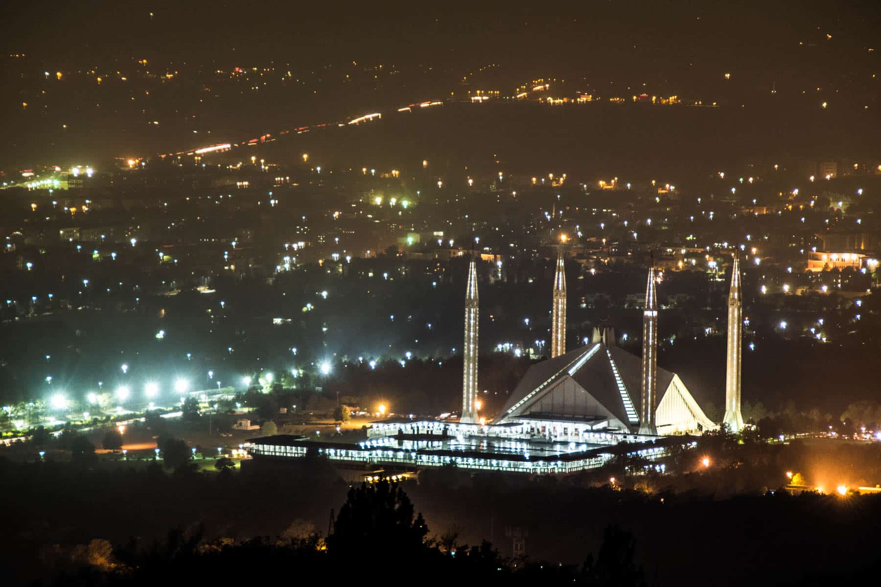 Islamabad, Pakistan from above at night