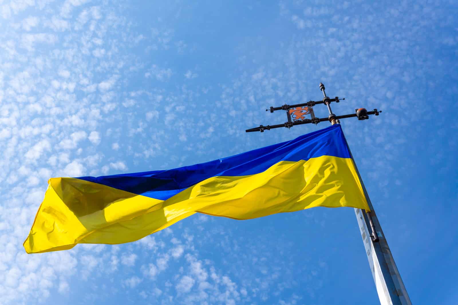 Ukrainian flag in the sky
