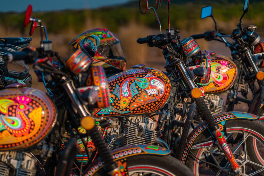 Truck art motorcycles for a Pakistan motorcycle tour